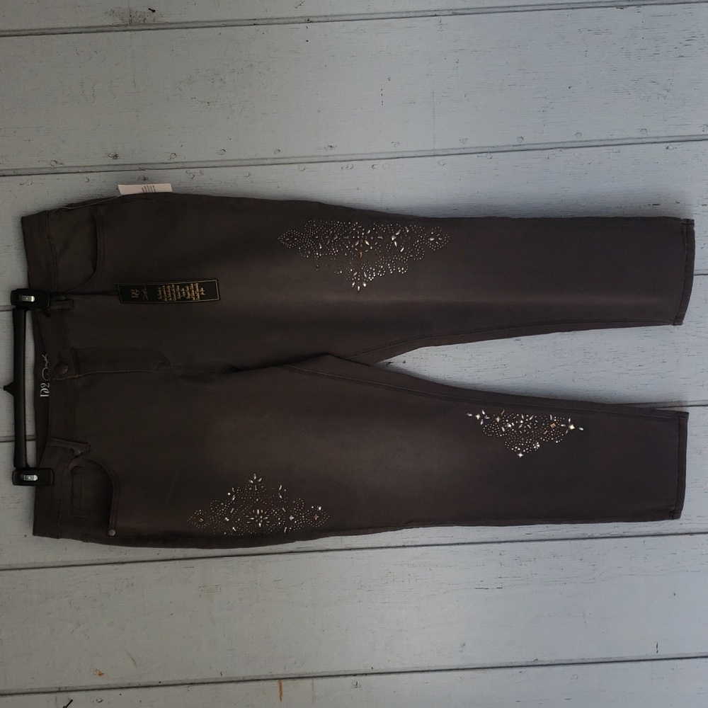 Embellished Jeans Rhinestones Gray Jeans Gray Denim 18PW 18 Petite